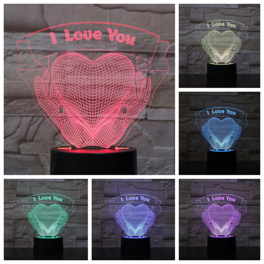 LAMPE 3D LED - Déclarez votre Amour en lumière avec 16 couleurs magiques